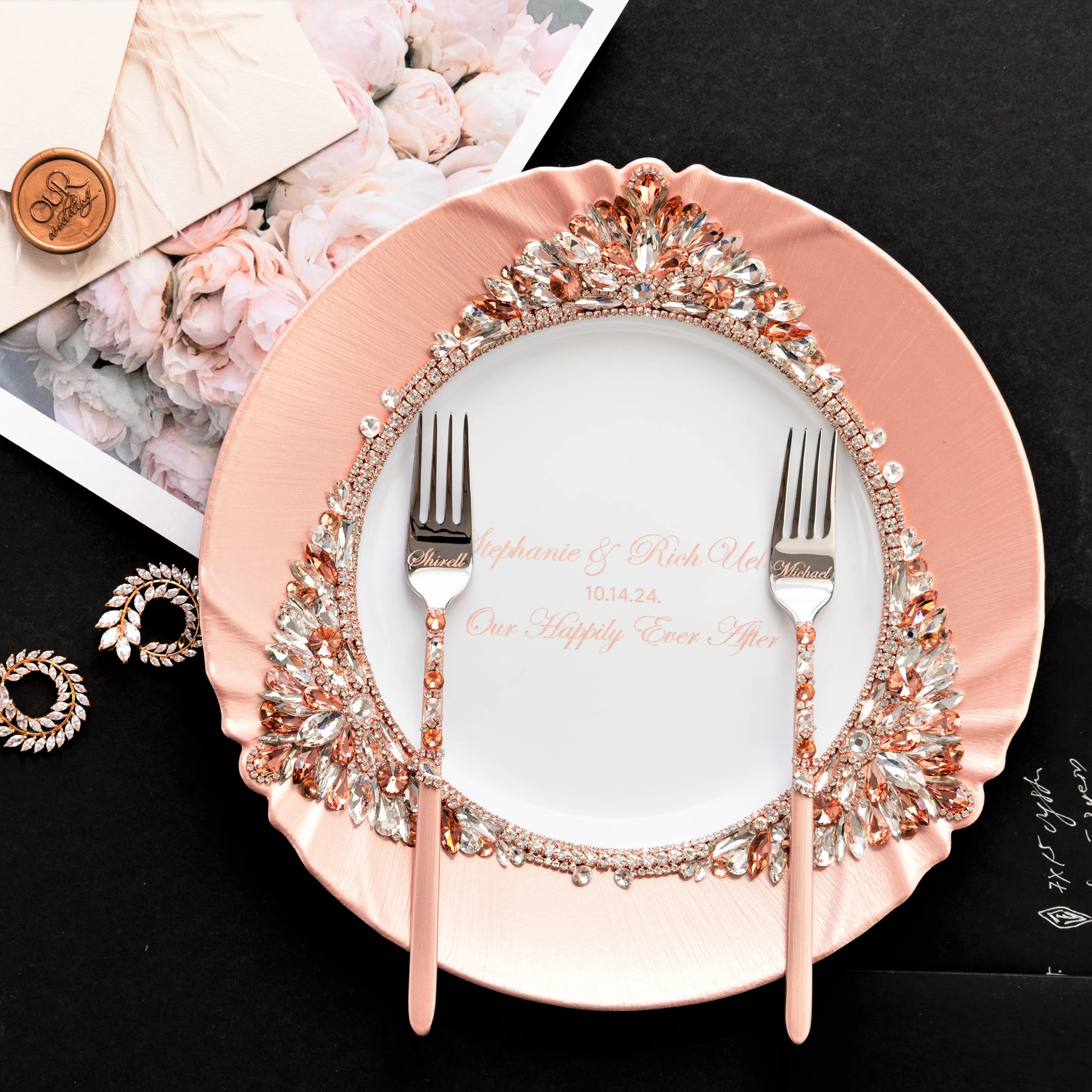 Plate And Forks Rose Gold Set