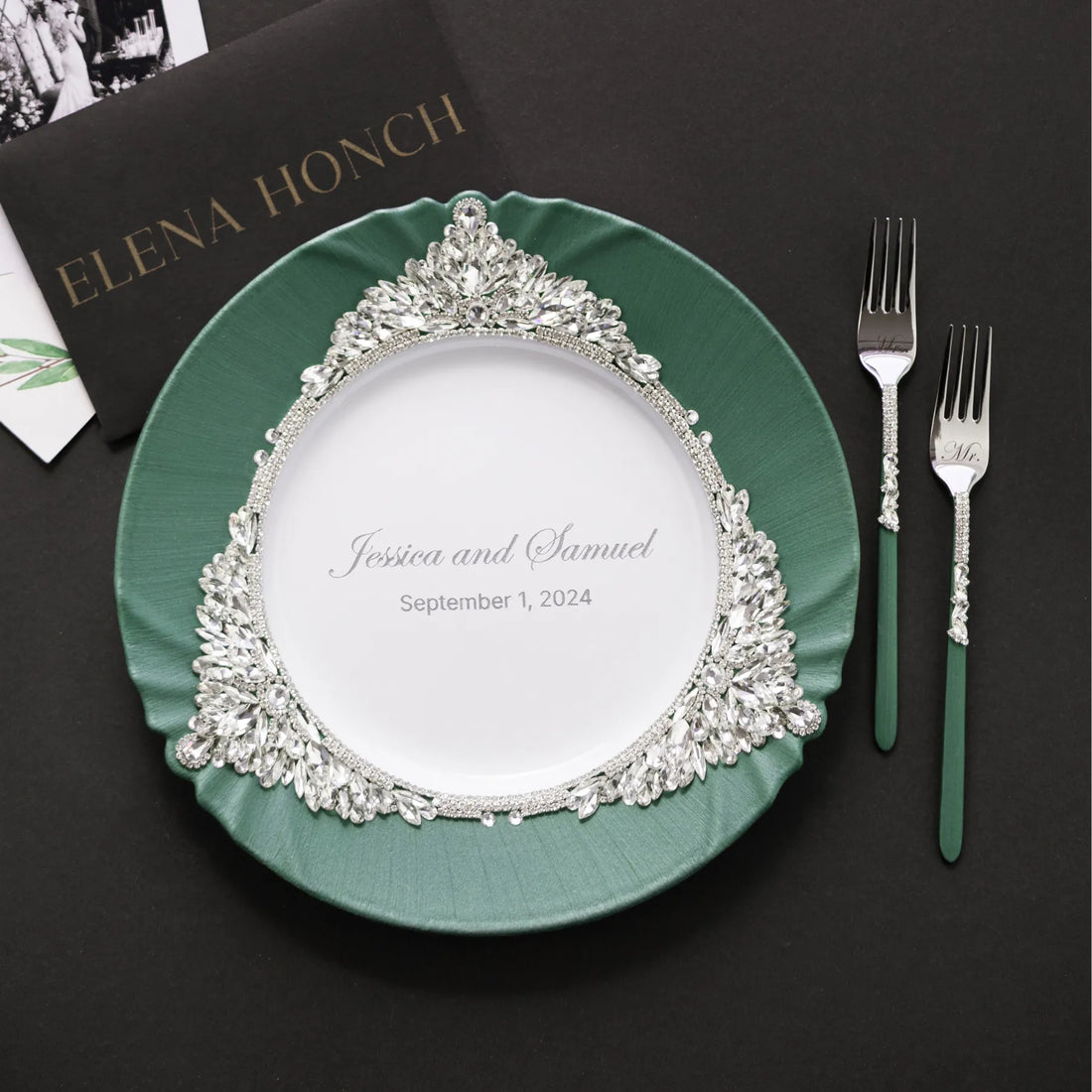 Plate and Forks Emerald Set