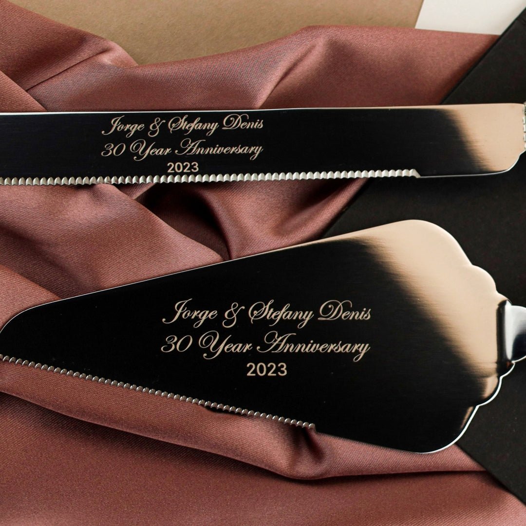 30 Anniversary Blossom Glasses & Cake Set Ivory With Pearls - ELENA HONCH