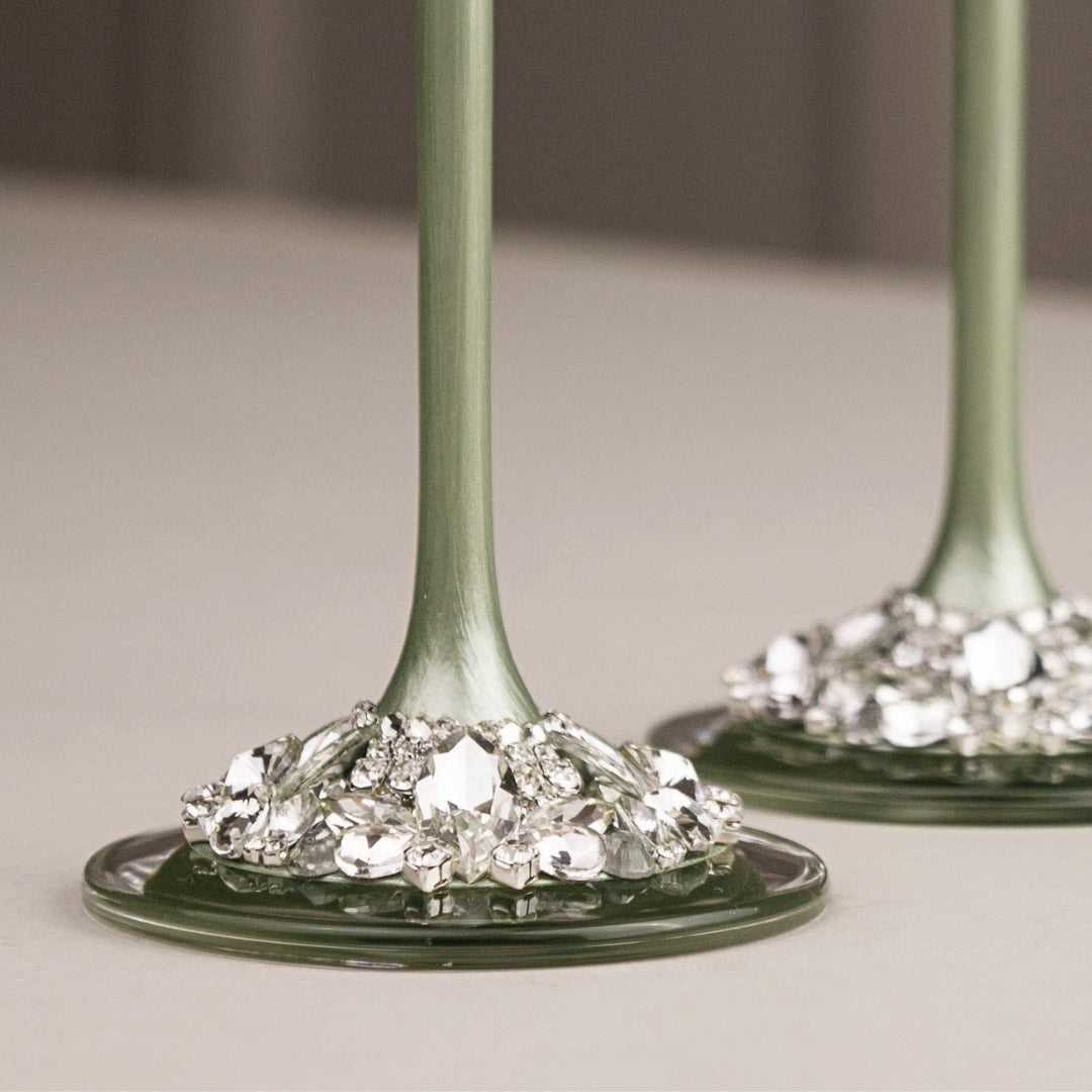 Blossom Eucalyptus Wedding Glasses & Cake Server Set