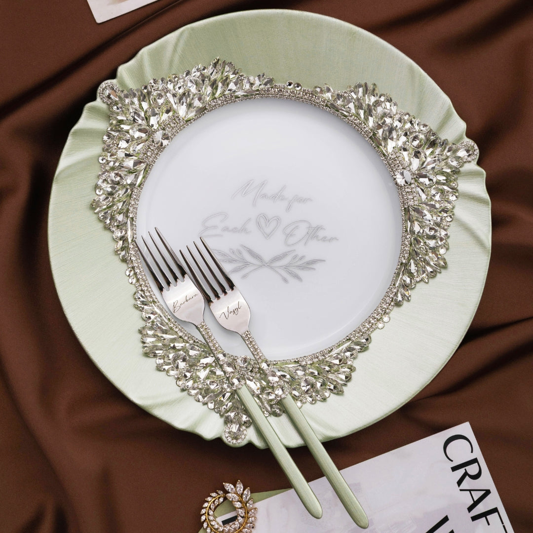 Plate & Forks Set Eucalyptus Color