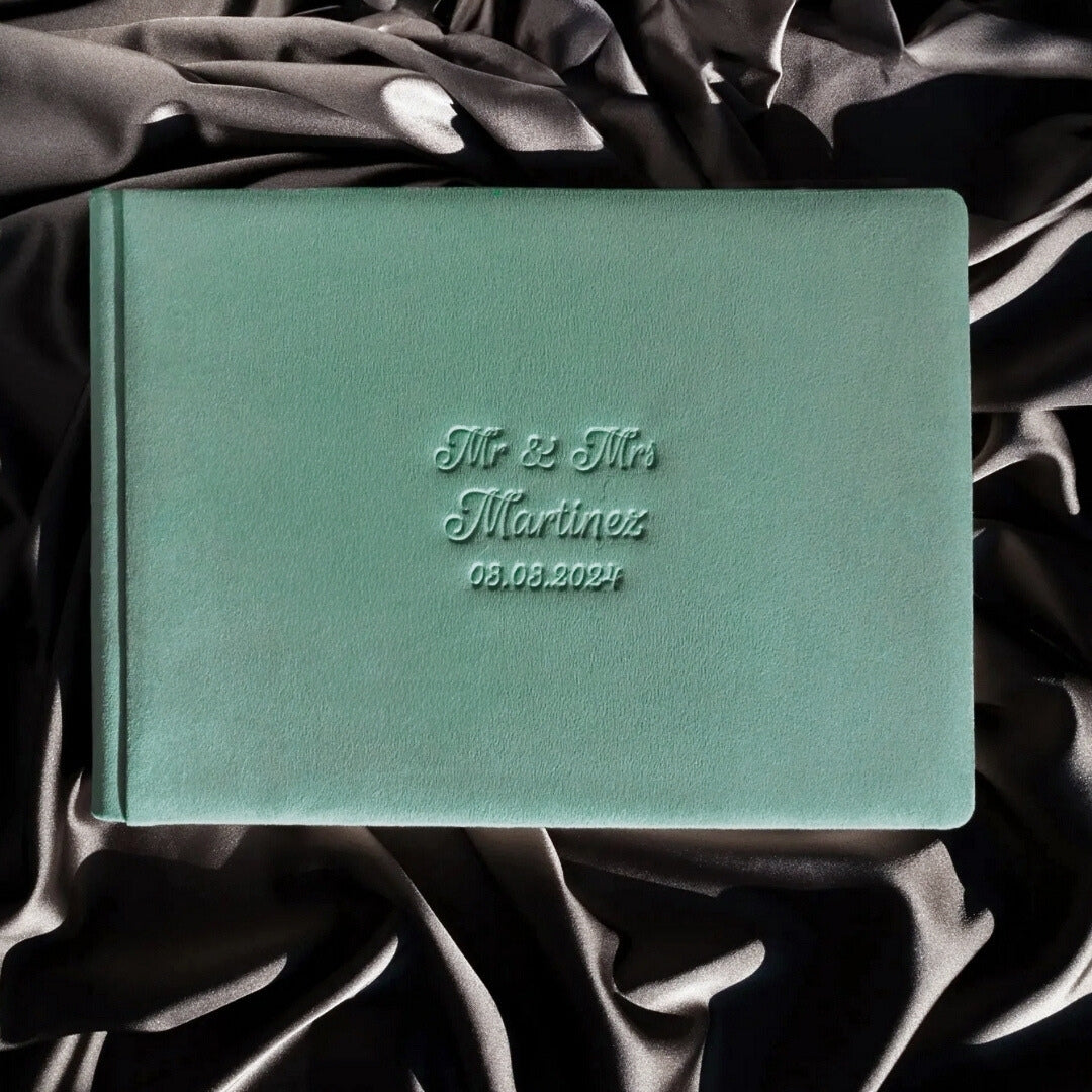Personalized Anniversary Photo Album in Sage Green