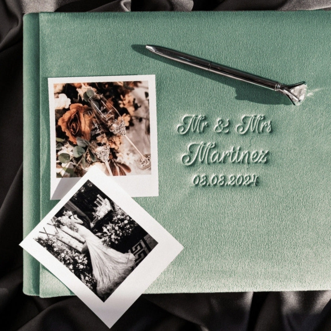 Personalized Anniversary Photo Album in Sage Green