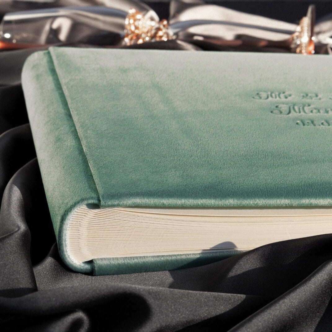Personalized Anniversary Photo Album in Sage Green
