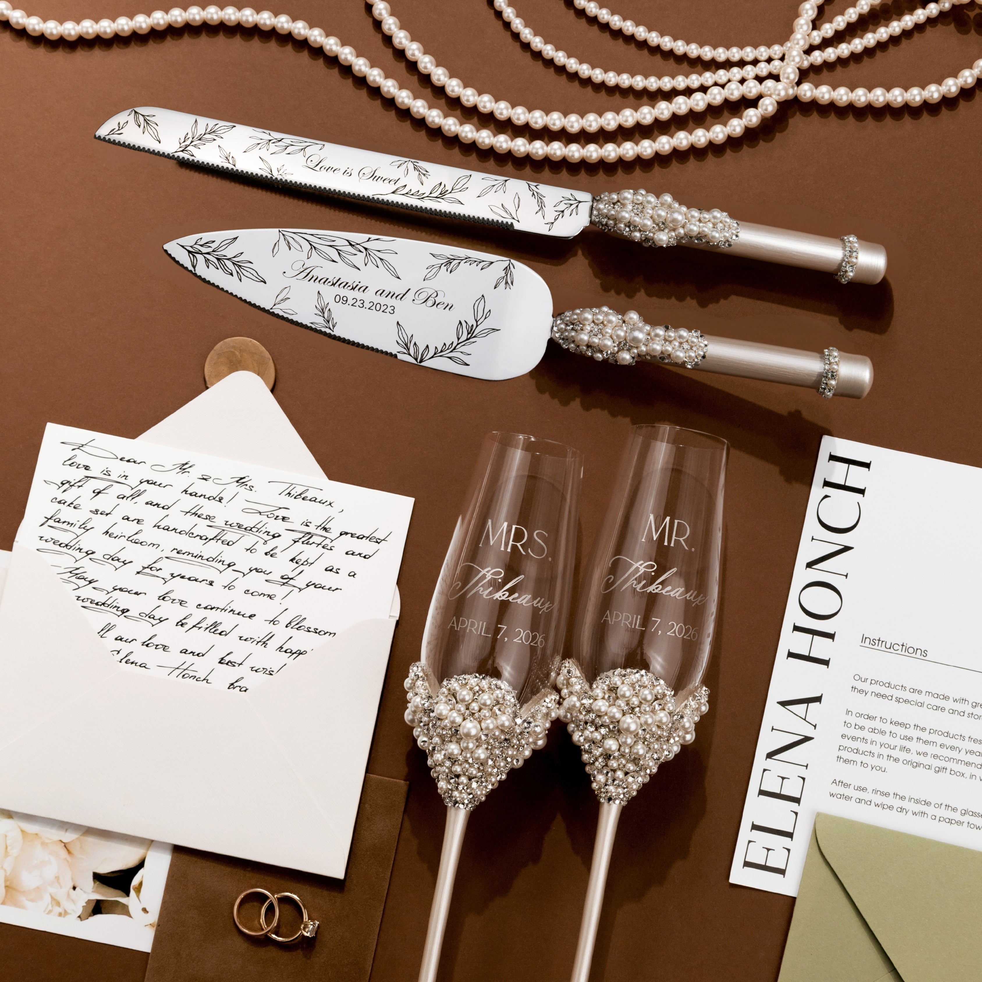Celina Flutes & Cake Set Ivory