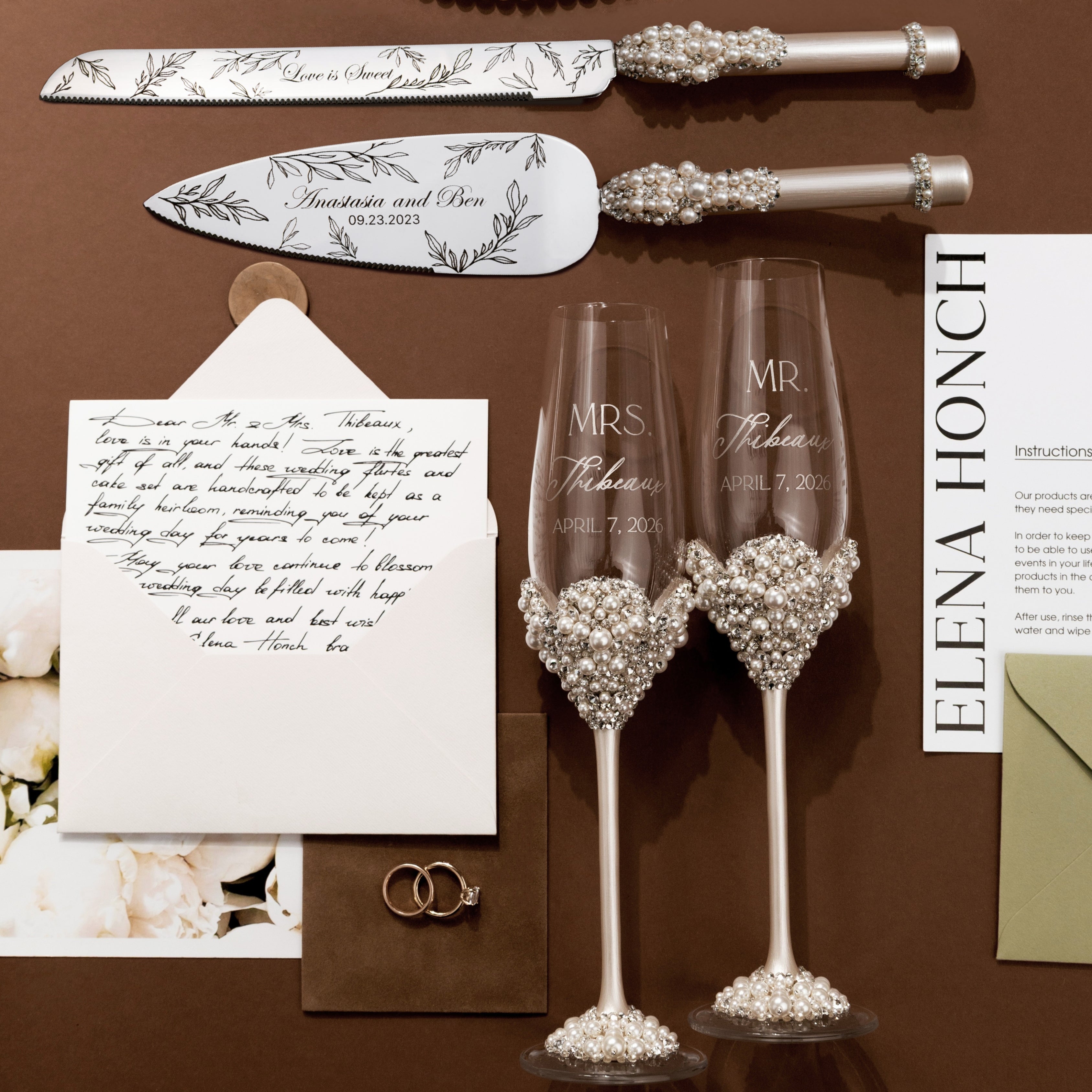 Celina Flutes & Cake Set Ivory