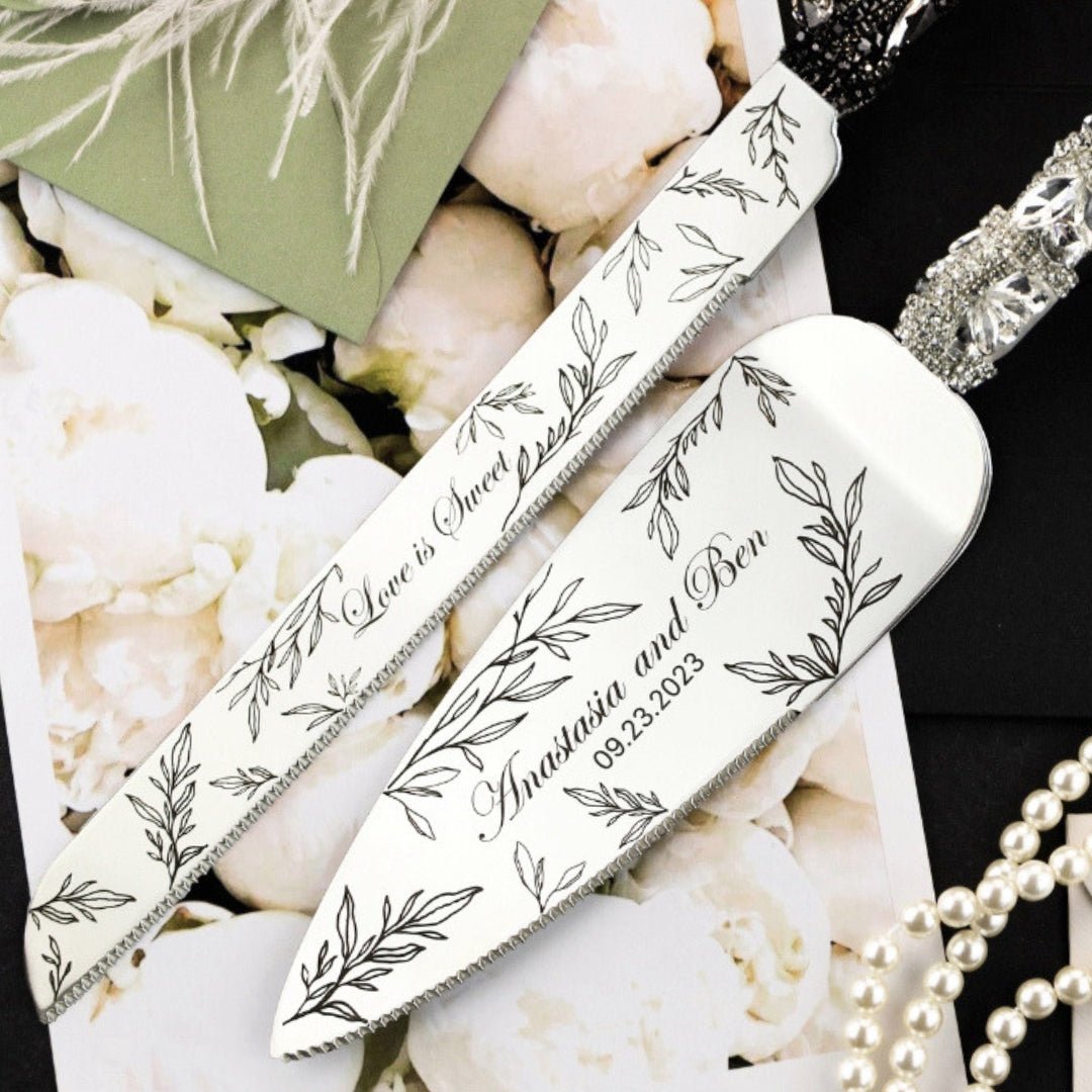 Blossom Black & White Flutes & Set for cake - ELENA HONCH