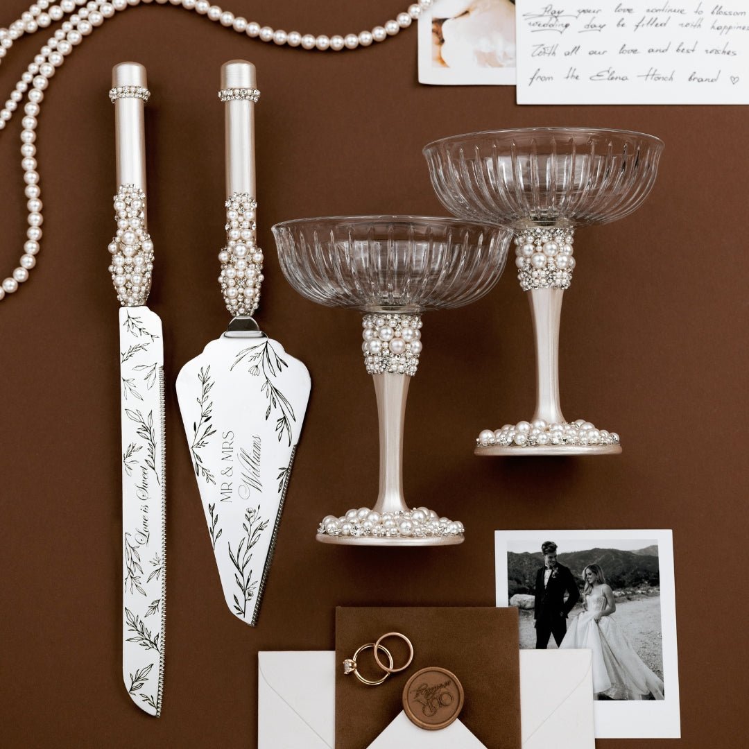 Celeste Flutes & Cake Set Ivory - ELENA HONCH