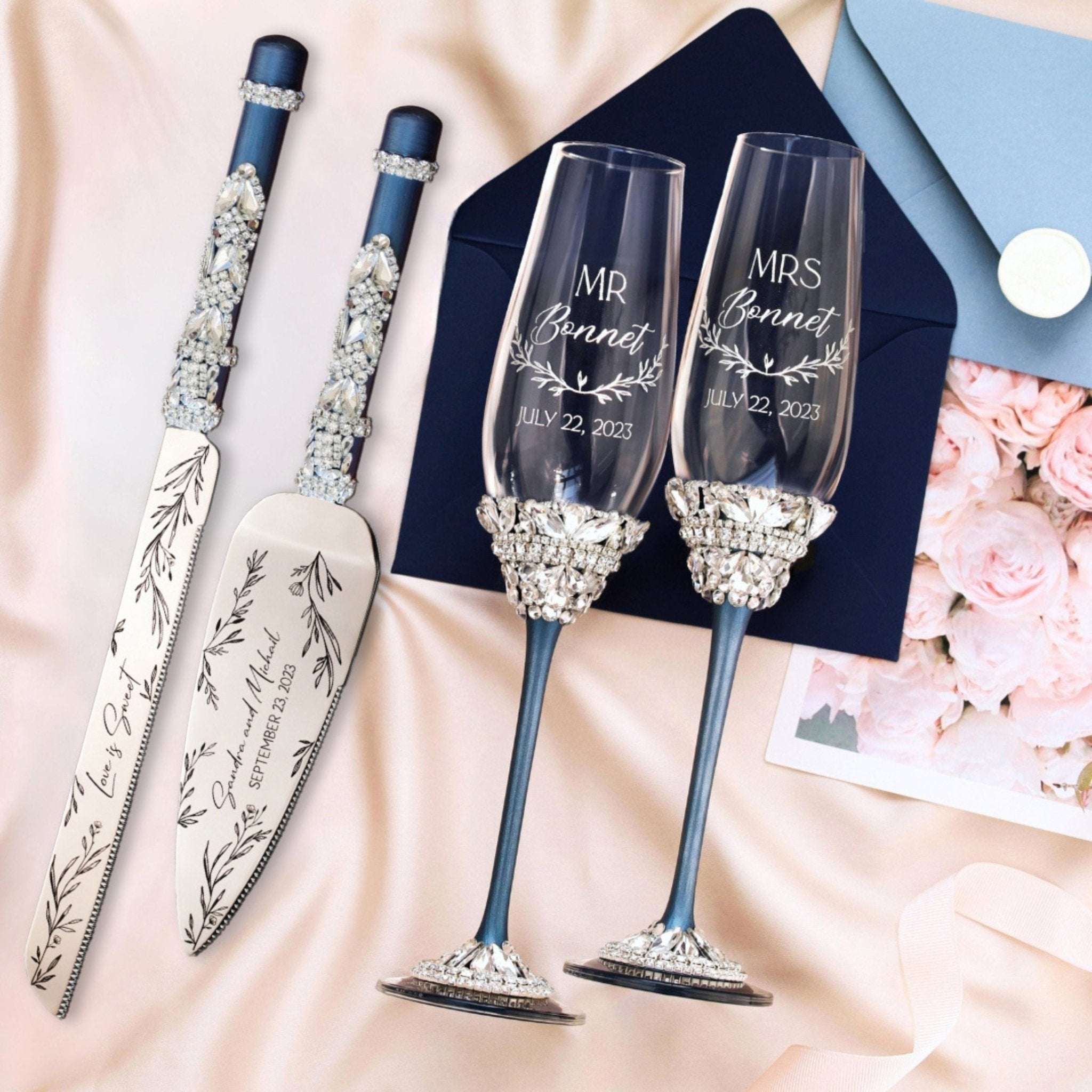 Flutes Ivy & Cake Set in Navy Color - ELENA HONCH