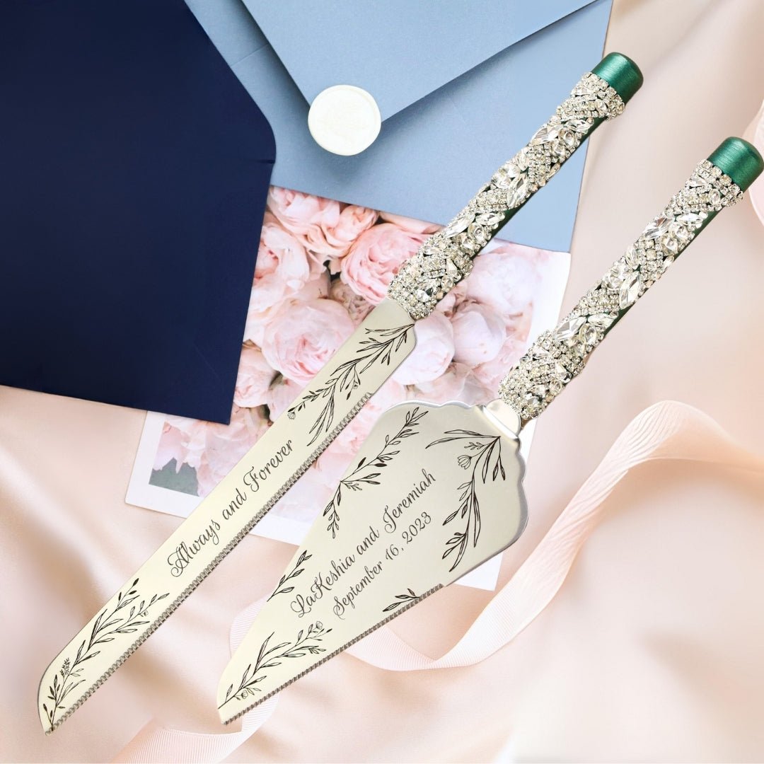 Flutes & Set for Cake in Emerald color - ELENA HONCH