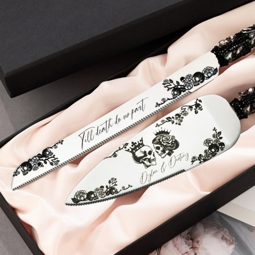 Gothic Black Cake Server & Knife Set - ELENA HONCH