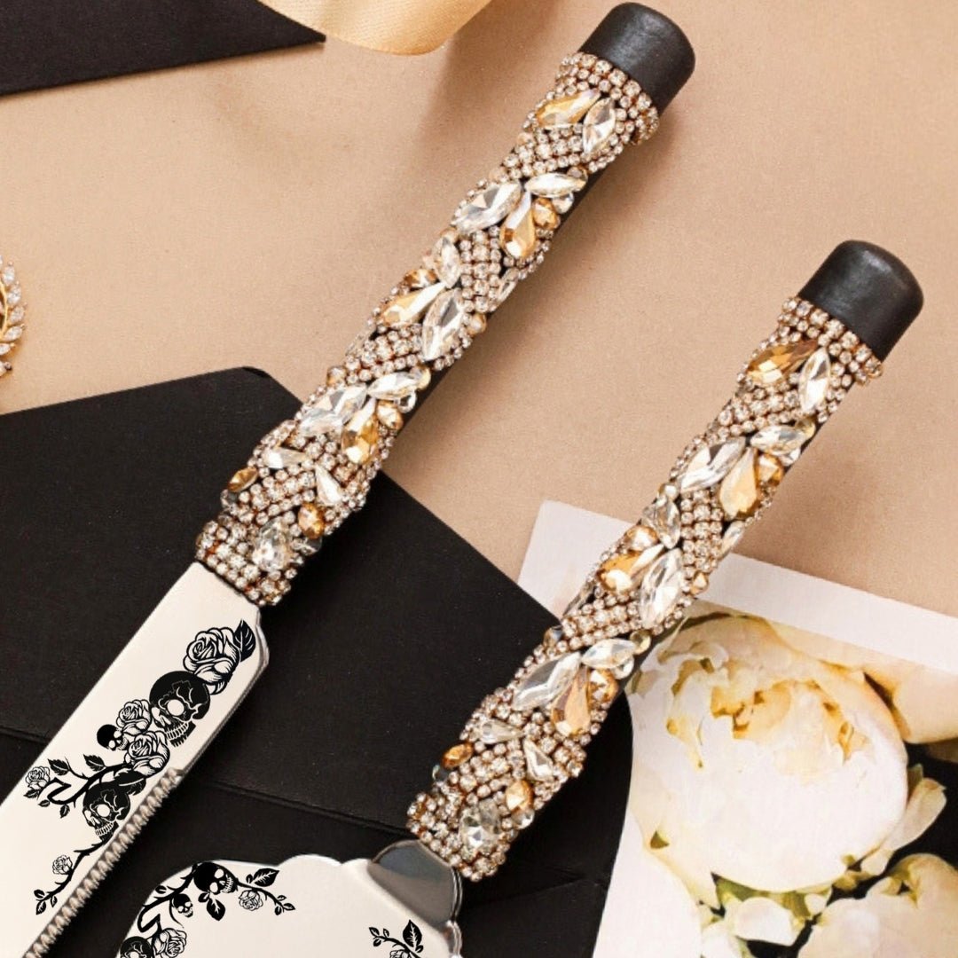 Gothic Black & Gold Cake Cutting Set - ELENA HONCH