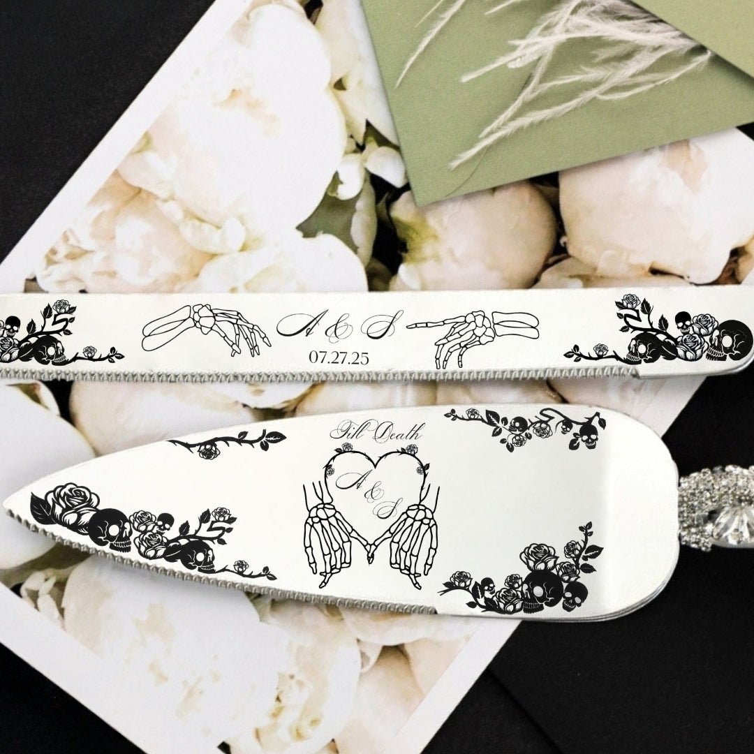 Gothic Cake Server Set in Black & White - ELENA HONCH