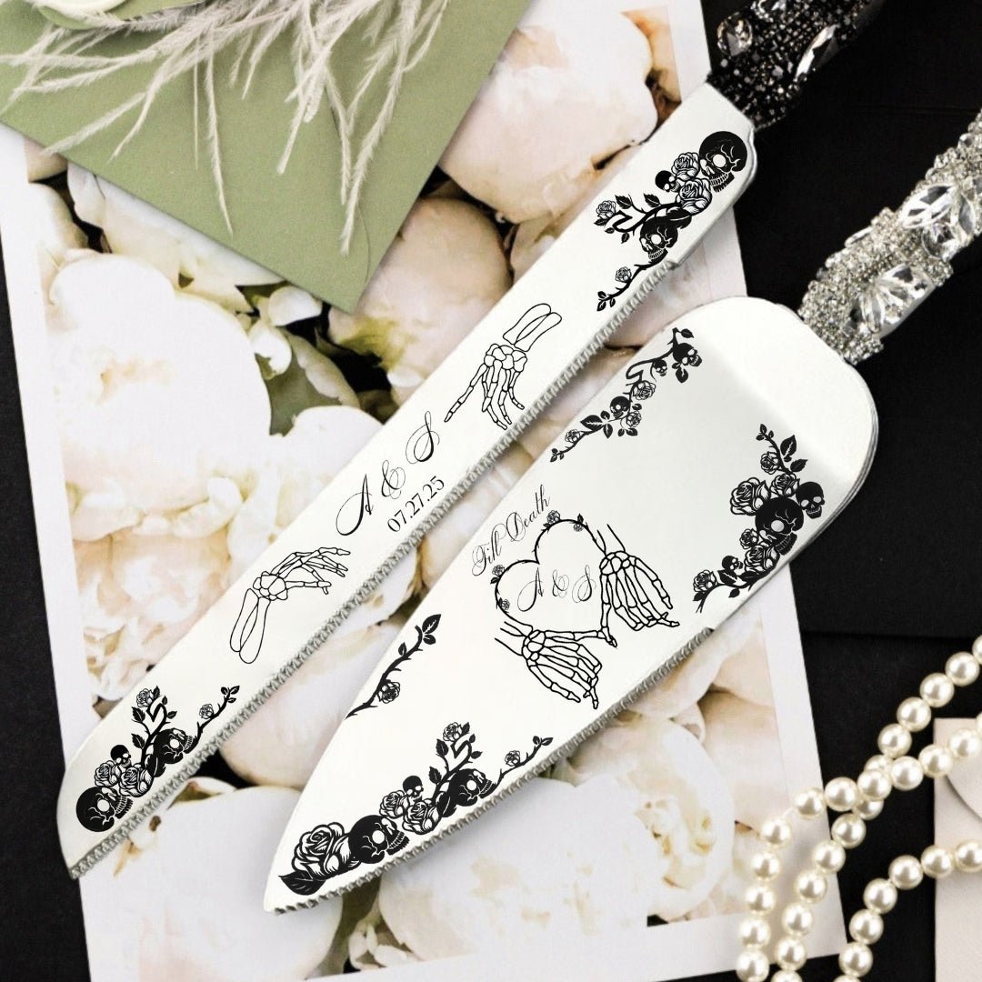 Gothic Cake Server Set in Black & White - ELENA HONCH