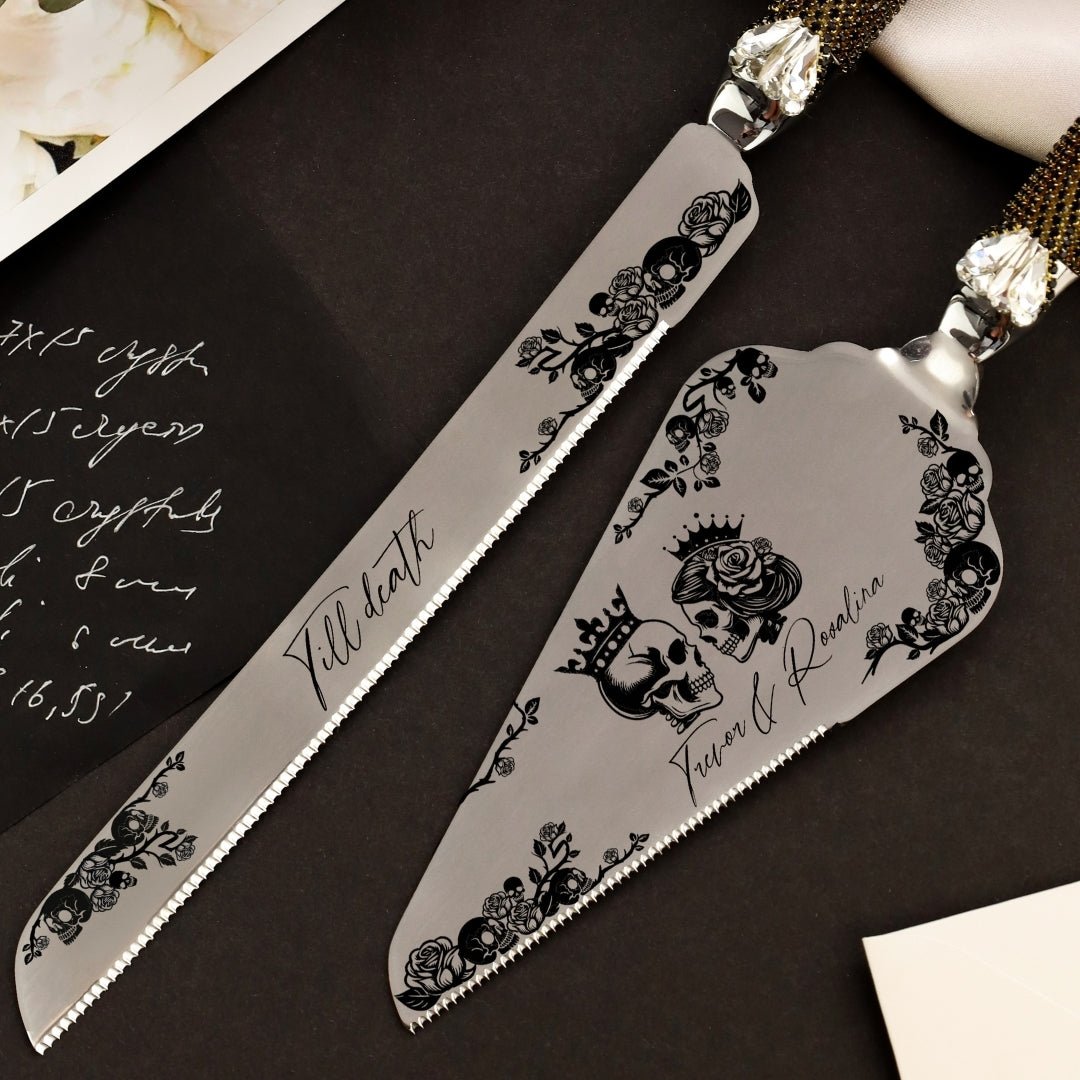 Gothic Dark Gold Cake Server & Knife Set - ELENA HONCH