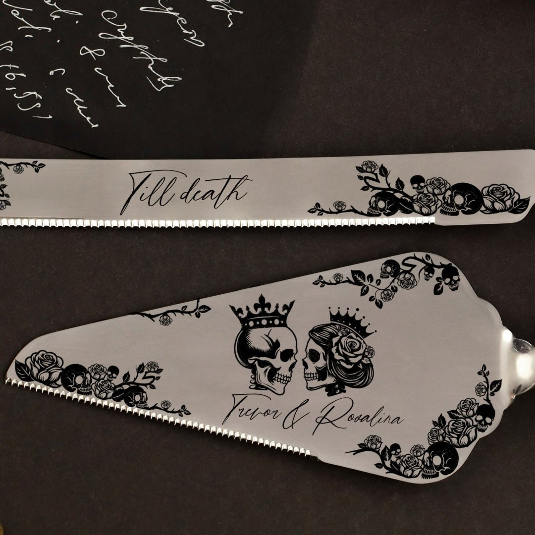 Gothic Dark Gold Cake Server & Knife Set - ELENA HONCH