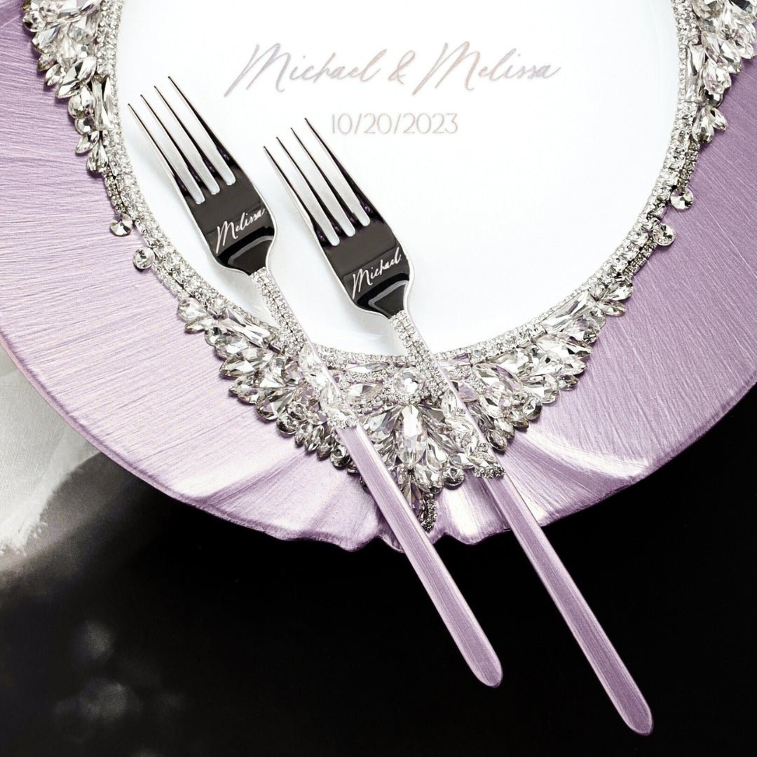 Lavender Flutes & Cake Set with Velvet Guestbook - ELENA HONCH