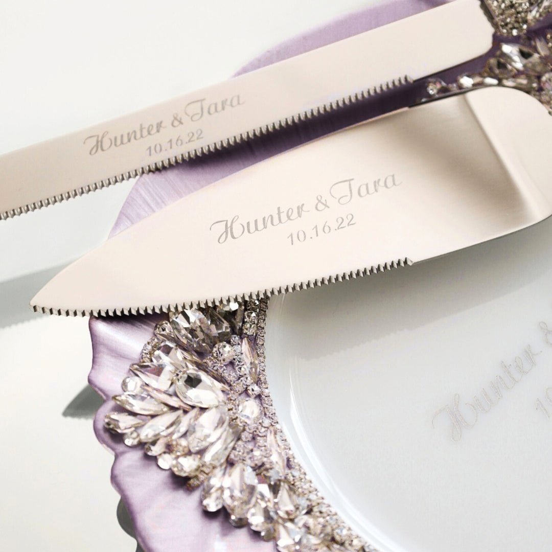Lavender Flutes & Cake Set with Velvet Guestbook - ELENA HONCH
