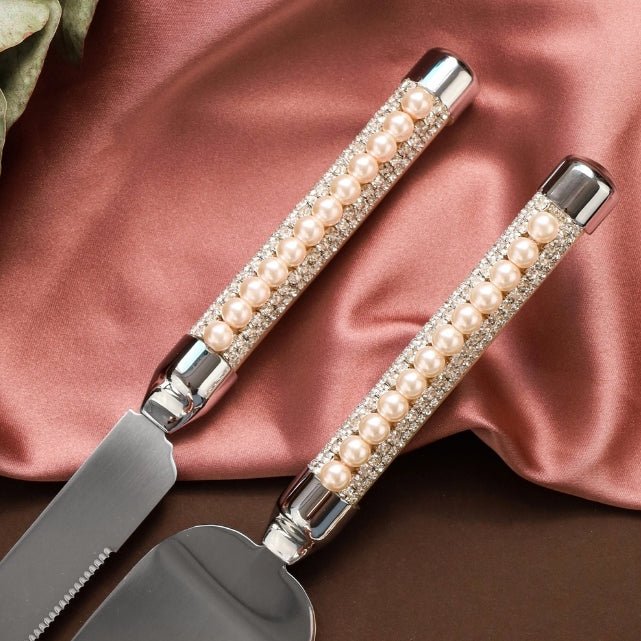Margaret Wedding Flutes & Cake Set in Ivory - ELENA HONCH