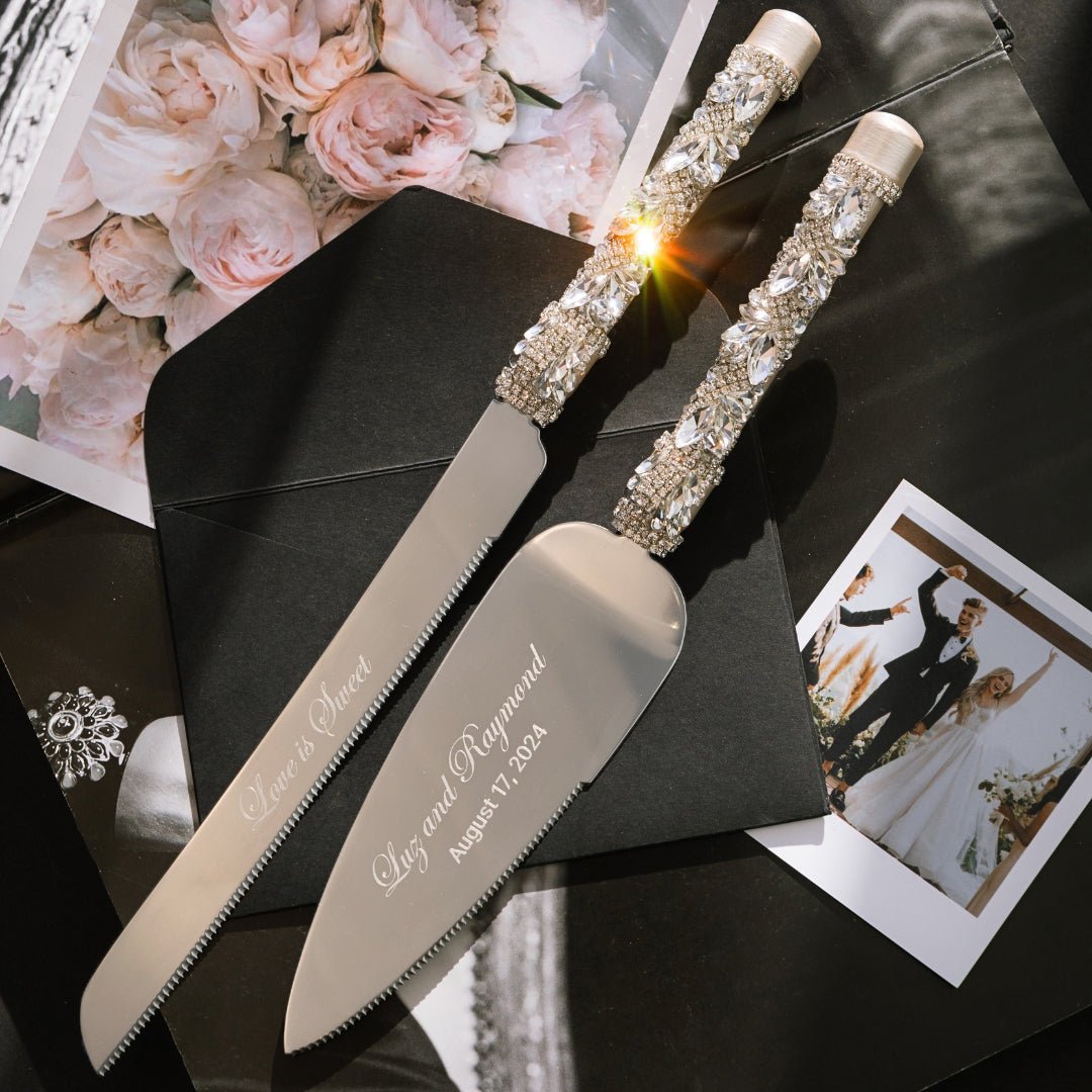 Personalized Flutes Flower & Cake Server Set Ivory - ELENA HONCH