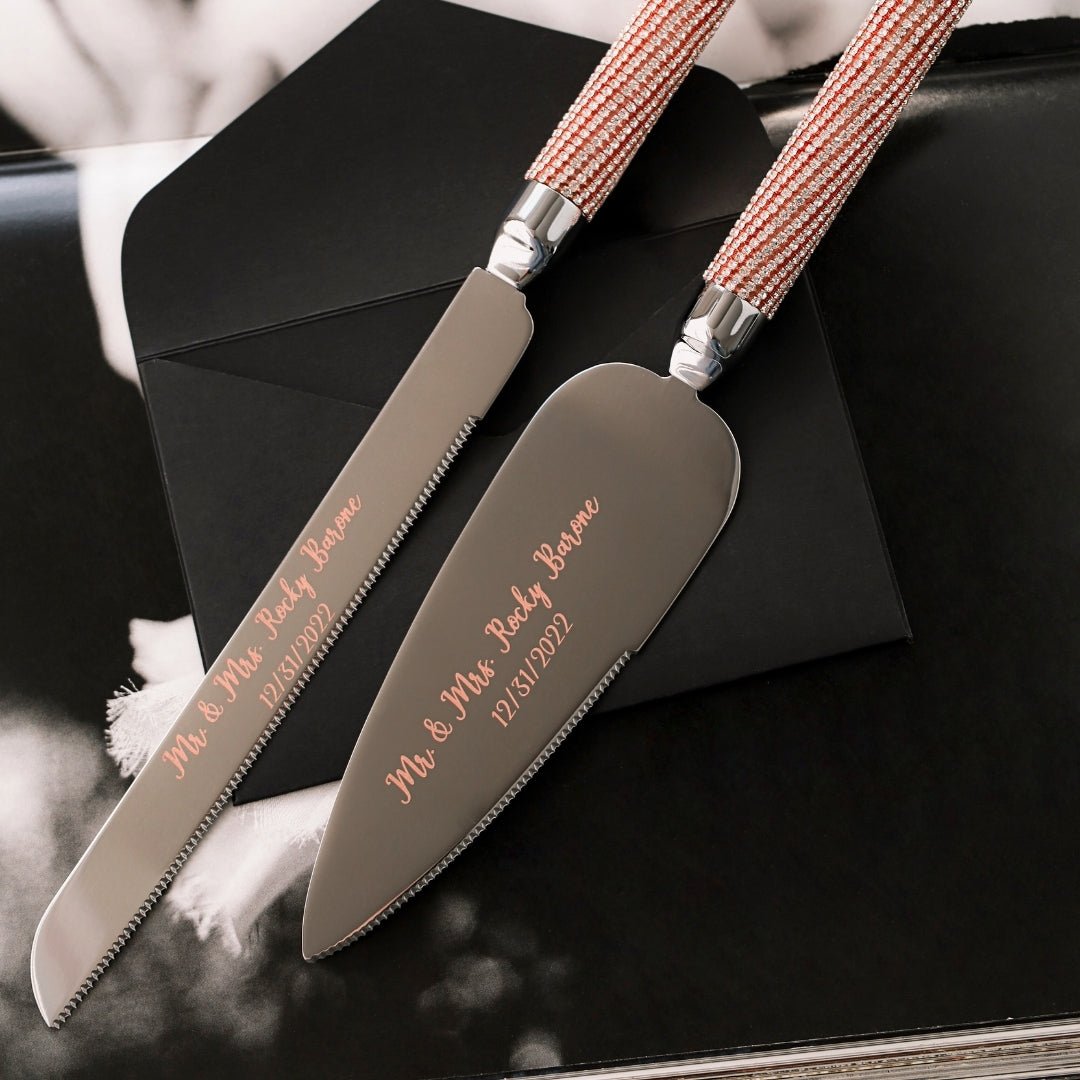 Personalized Flutes with Cake Set in Rose & Gold - ELENA HONCH