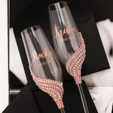 Personalized Flutes with Cake Set in Rose & Gold - ELENA HONCH