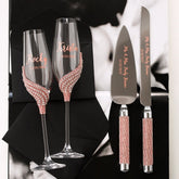 Personalized Flutes with Cake Set in Rose & Gold - ELENA HONCH