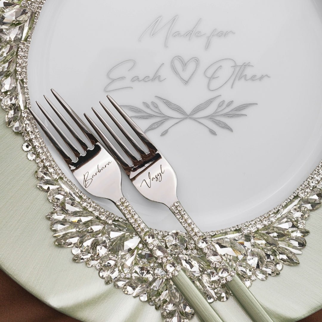 Plate & Forks Set Eucalyptus Color - ELENA HONCH
