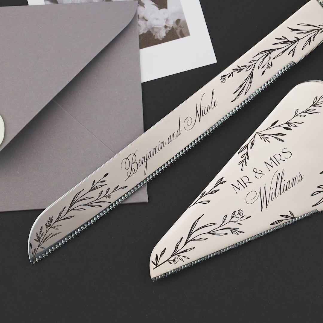 Floral Silver Cake Set