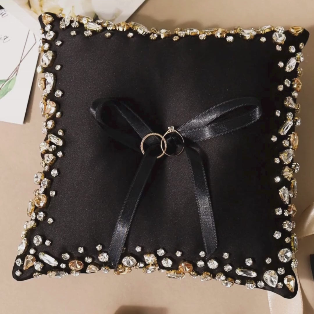 Wedding Pillow For Rings In Black