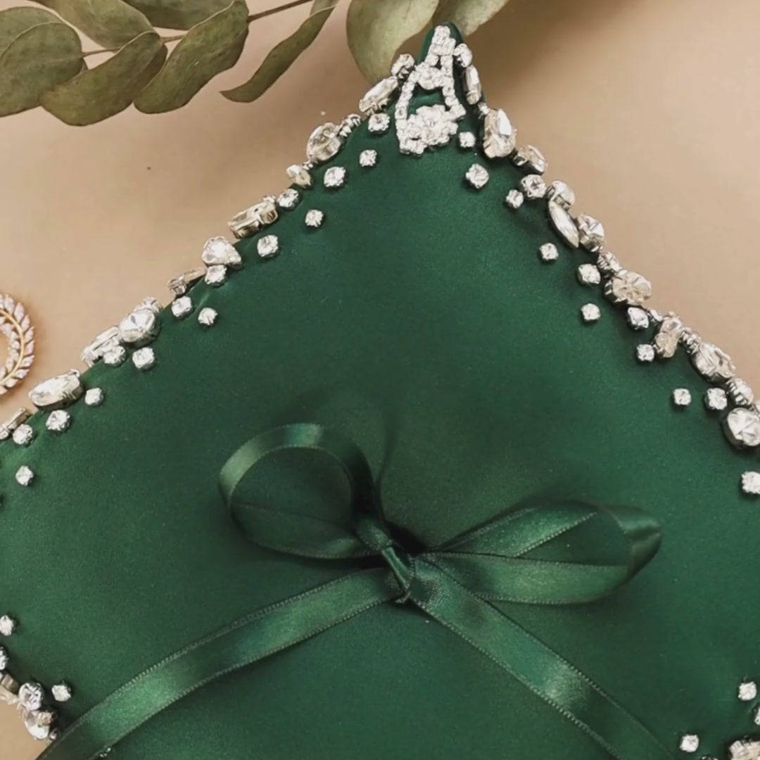 Wedding Pillow For Rings In Emerald