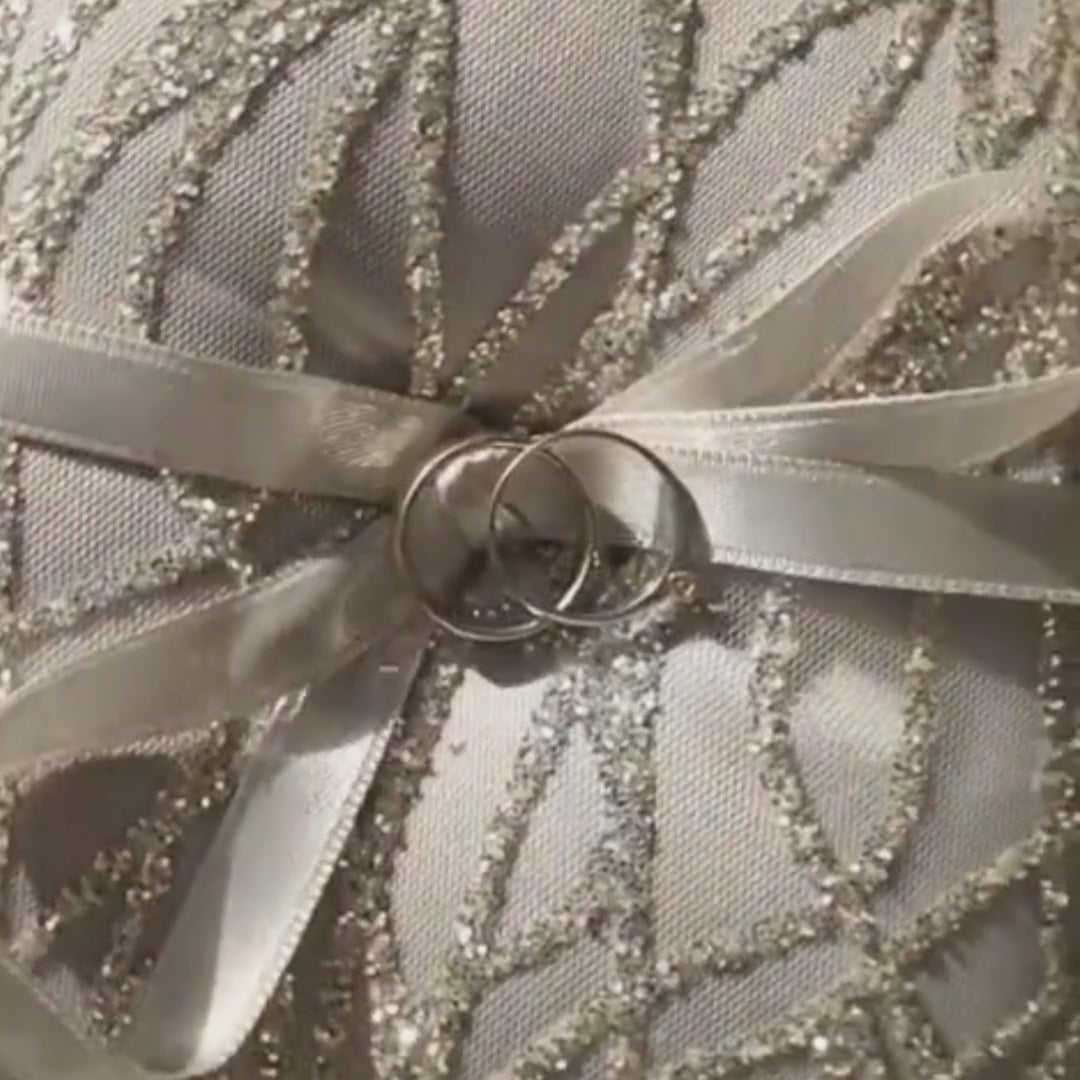 Wedding Pillow For Rings Silver