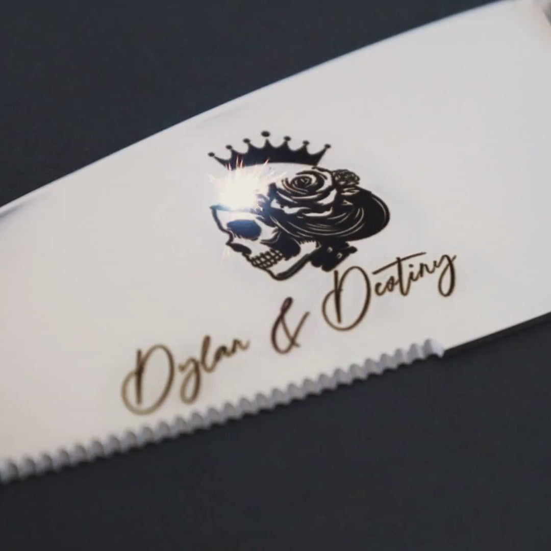 Gothic Dark Gold Cake Server & Knife Set