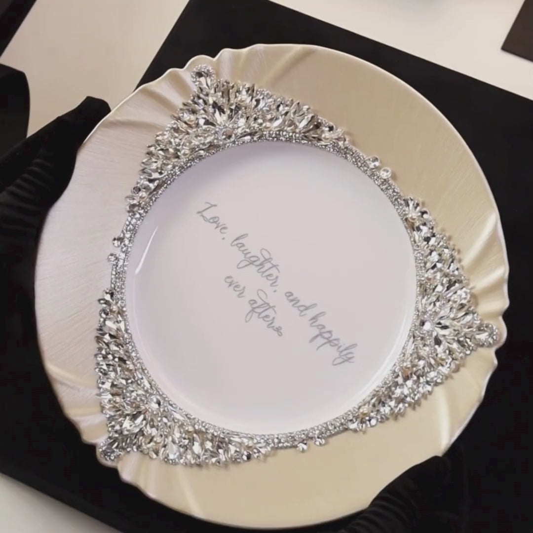 Plate And Forks Ivory with Pearls