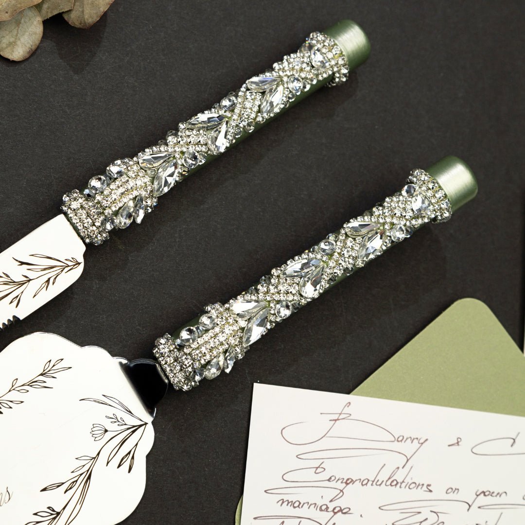 Ruta Flutes & Cake Set in Eucalyptus Color - ELENA HONCH