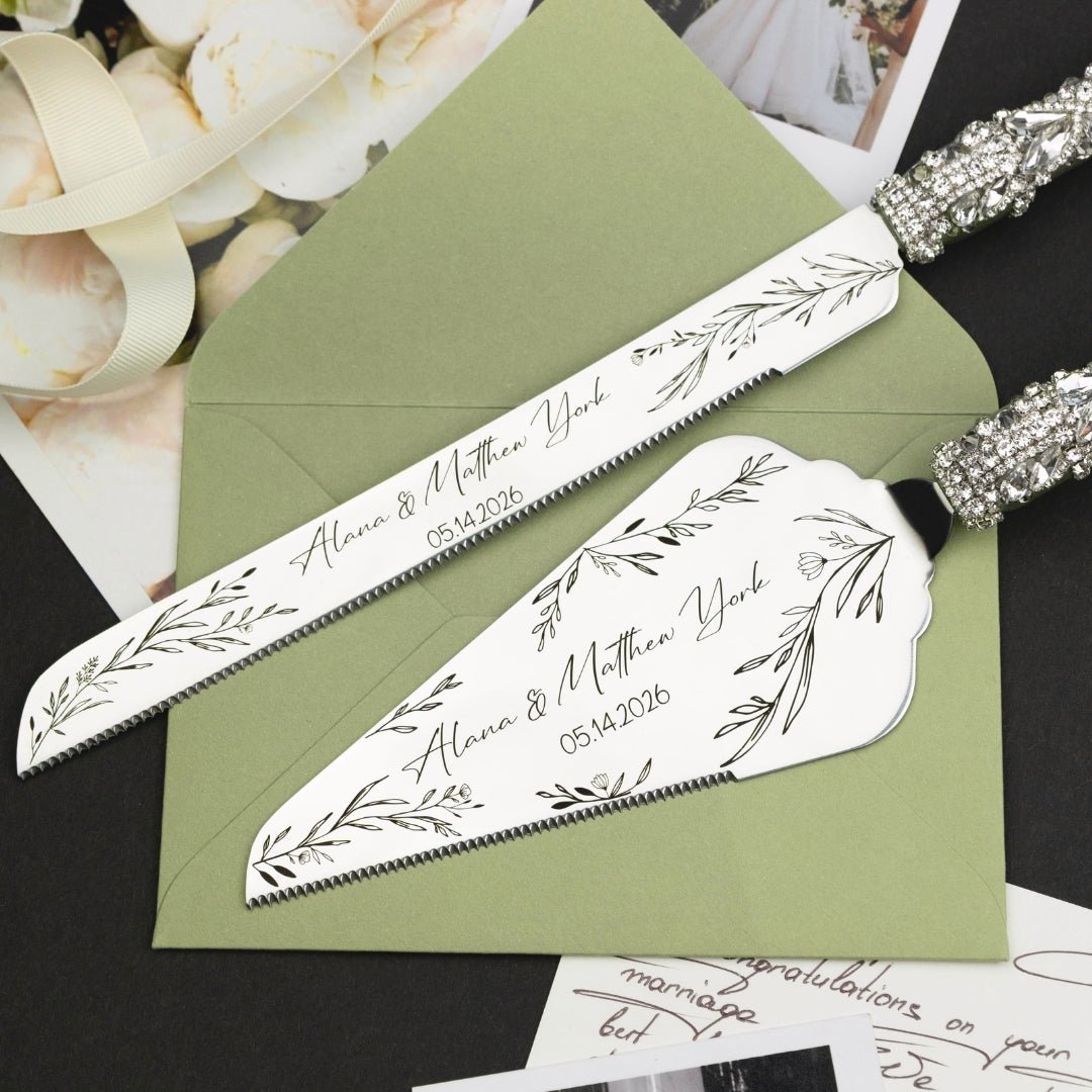 Ruta Flutes & Cake Set in Eucalyptus Color - ELENA HONCH