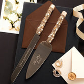 Ruta Ivory & Gold Flutes and Cake Set with Pillow for Rings - ELENA HONCH