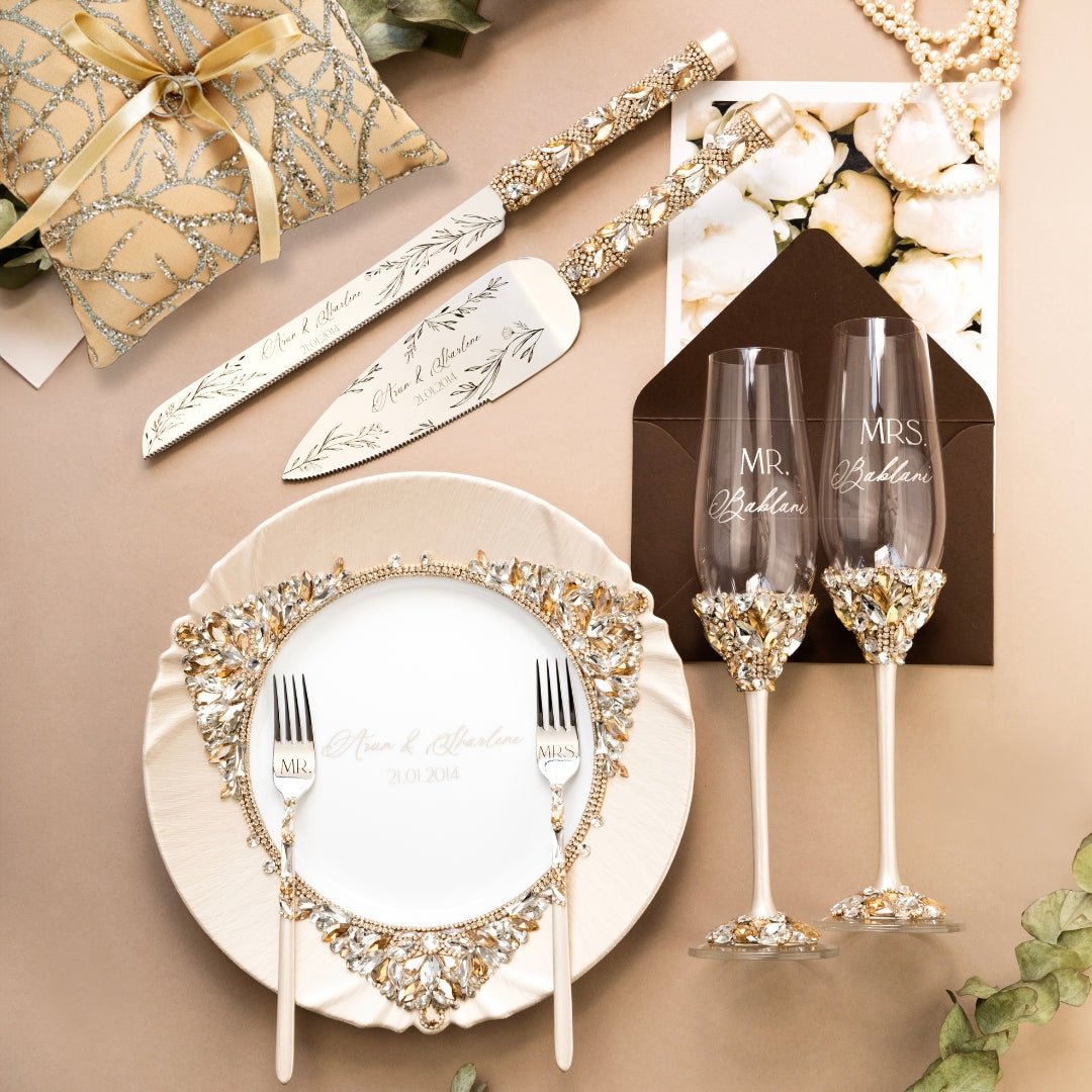 Ruta Ivory & Gold Set with pillow - ELENA HONCH