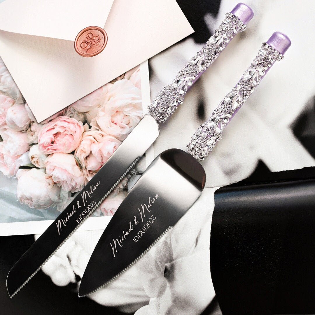 Ruta Lavender flutes & Cake set with Pillow - ELENA HONCH