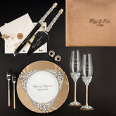 Ruta Set in Champagne with Brown Guest Book - ELENA HONCH