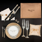 Ruta Set in Champagne with Pillow and Brown Guest Book - ELENA HONCH