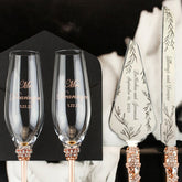 Wedding Flutes & Cake Set Avrora in Rose & Gold - ELENA HONCH