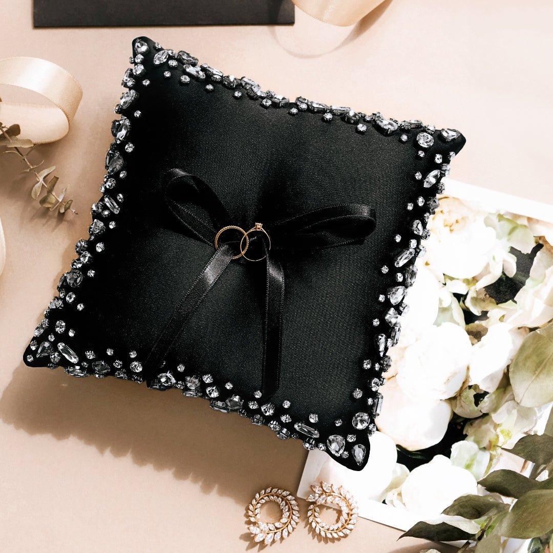 Wedding Pillow For Rings Black & Silver - ELENA HONCH