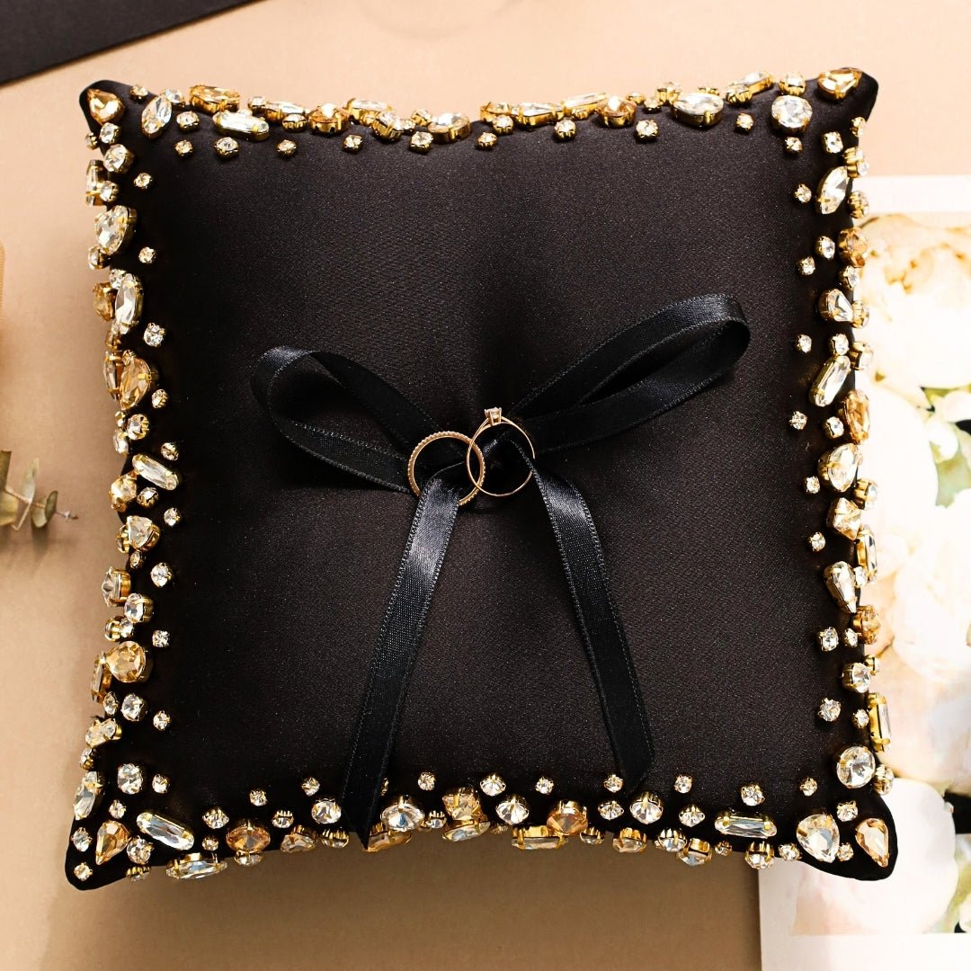 Wedding Pillow For Rings In Black - ELENA HONCH