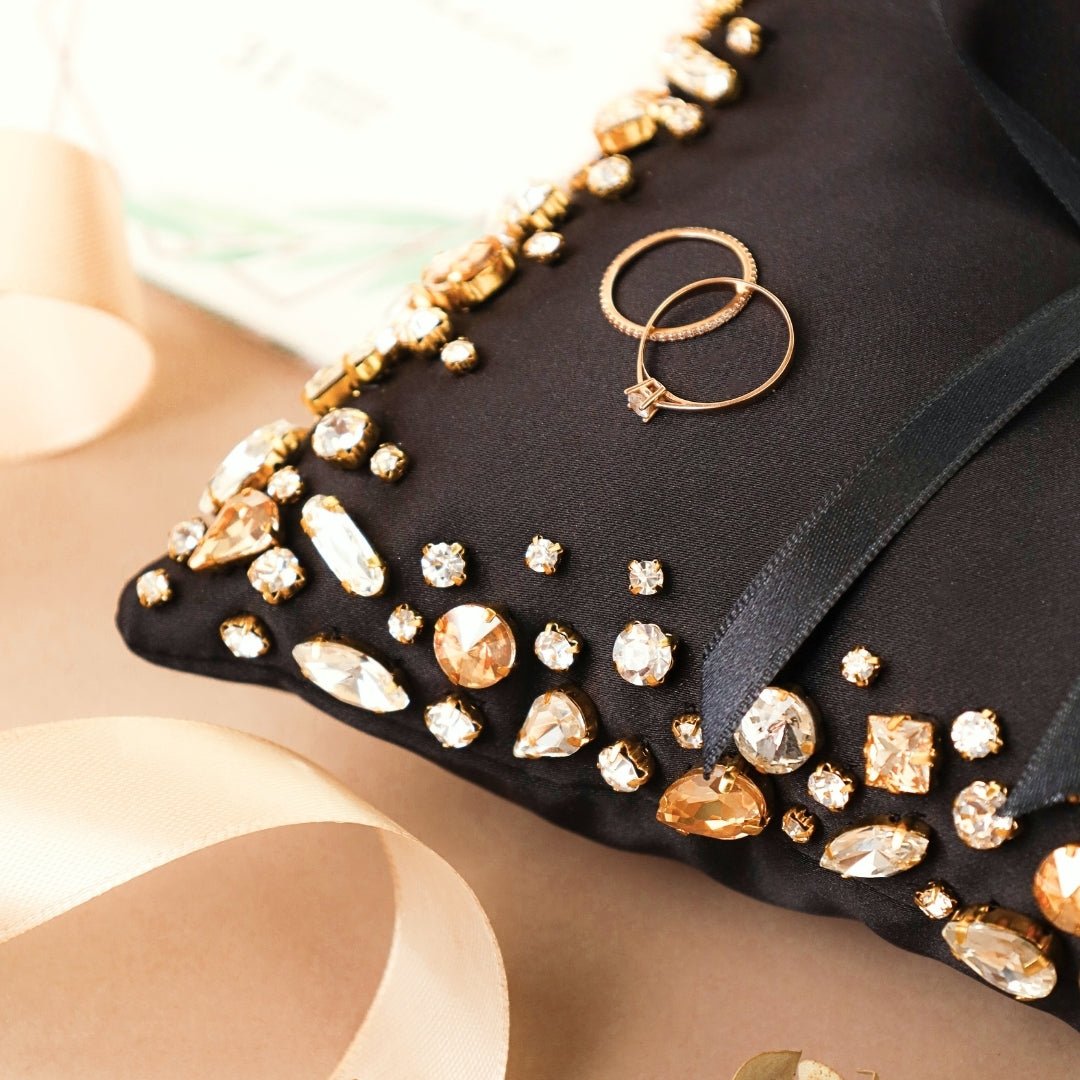 Wedding Pillow For Rings In Black - ELENA HONCH