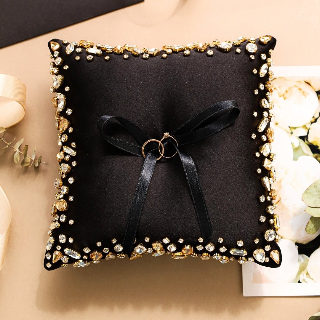 Wedding Pillow For Rings In Black - ELENA HONCH
