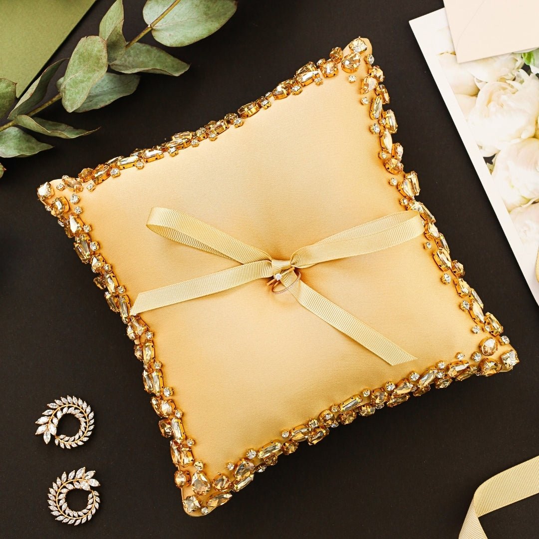 Wedding Pillow For Rings In Gold - ELENA HONCH