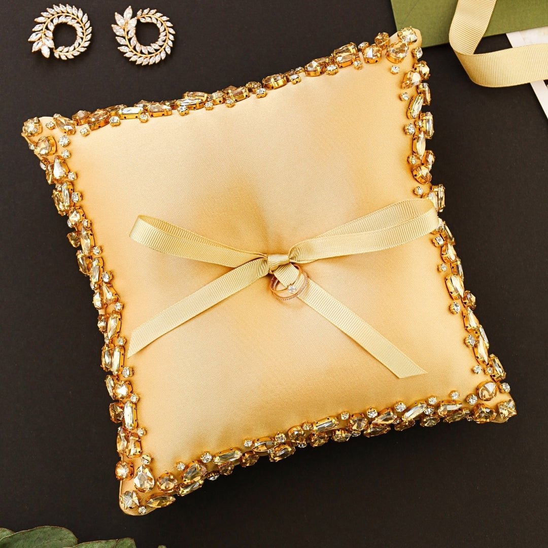 Wedding Pillow For Rings In Gold - ELENA HONCH