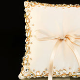 Wedding Pillow For Rings In Ivory & Gold - ELENA HONCH