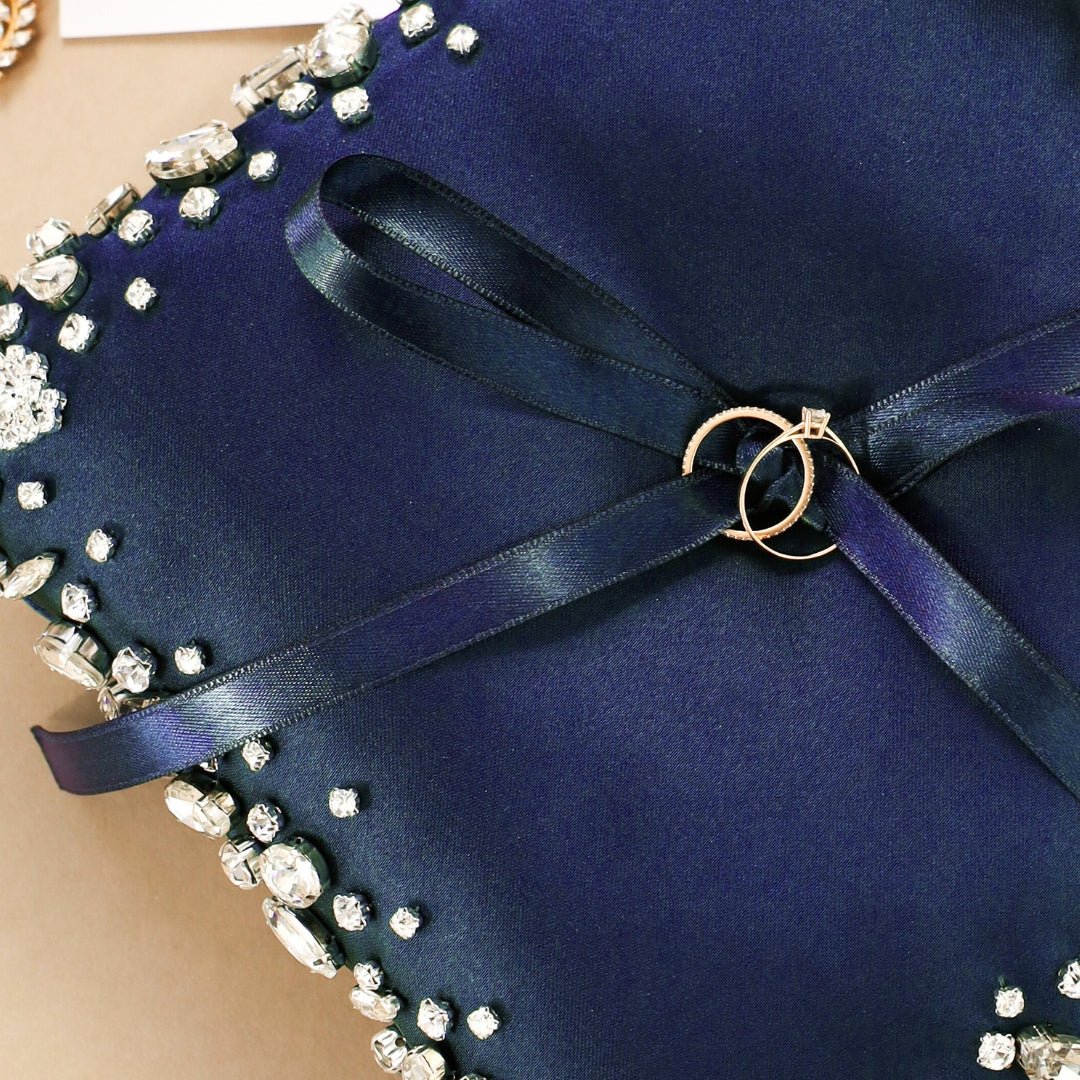 Wedding Pillow For Rings In Navy Blue - ELENA HONCH